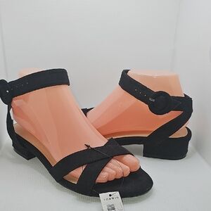 Torrid Black Minimalist Sandals with Ankle Strap